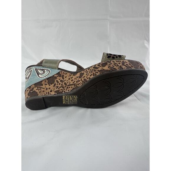 Spring Step L’Artiste Q Allura-Sky Blue Wedge Sandals Leather Sz 38 US 7-7.5 - Picture 7 of 7